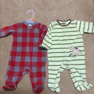 NEW Red & grey flannel sleeper & green striped sleeper